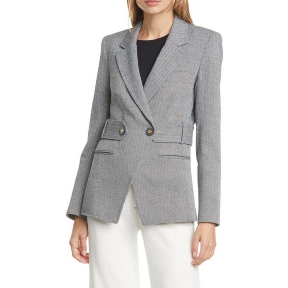 VERONICA BEARD Russell Black Gray Waist Belt Dickey Jacket Blazer Size 4